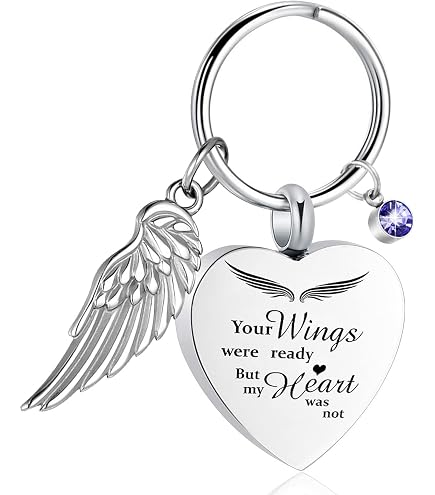 FCZDQ Stainless Steel Cremation Urn Keychain - "Your Wings Were Ready" Memorial Jewelry For Ashes - View #10