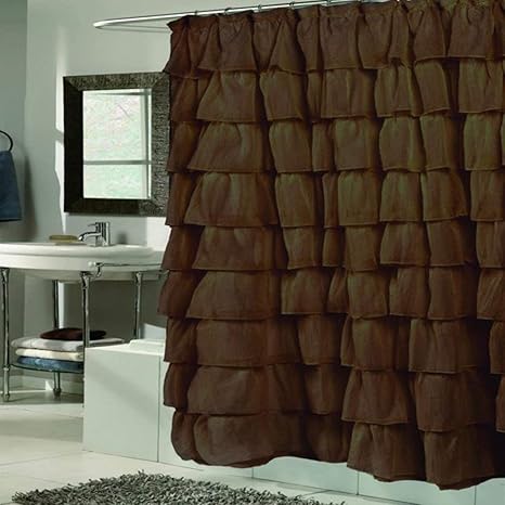 Amazon Com Otsk 1pc Chocolate Brown Gypsy Ruffle Shower Curtain