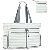 G4Free Large Beach Bag, Foldable Tote with Zipper, Waterproof Sandproof Pool Bag
