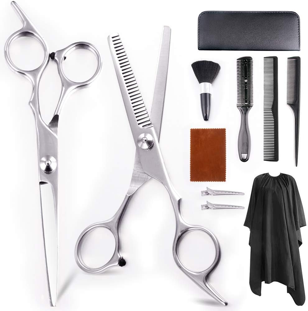 Professional Hair Cutting Scissors Set 11Pcs Haircut Scissors Thinning Shears Multi-Use Haircut Kit Hairdressing Scissors Hair Cutting Shears for Barber Salon Home Hair Shears for Women Men: Home Improvement