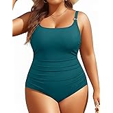 Women's Plus Size One Piece Swimsuit- Tummy Control Bathing Suit Ribbed Square Neck Swimwear 2025