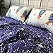 karever Space Rocket Duvet Cover Sets Cotton Queen Boys Bedding White and Blue 3 Pieces Planet Spaceship Star Full Girls Comforter Cover Sets Zipper Closure