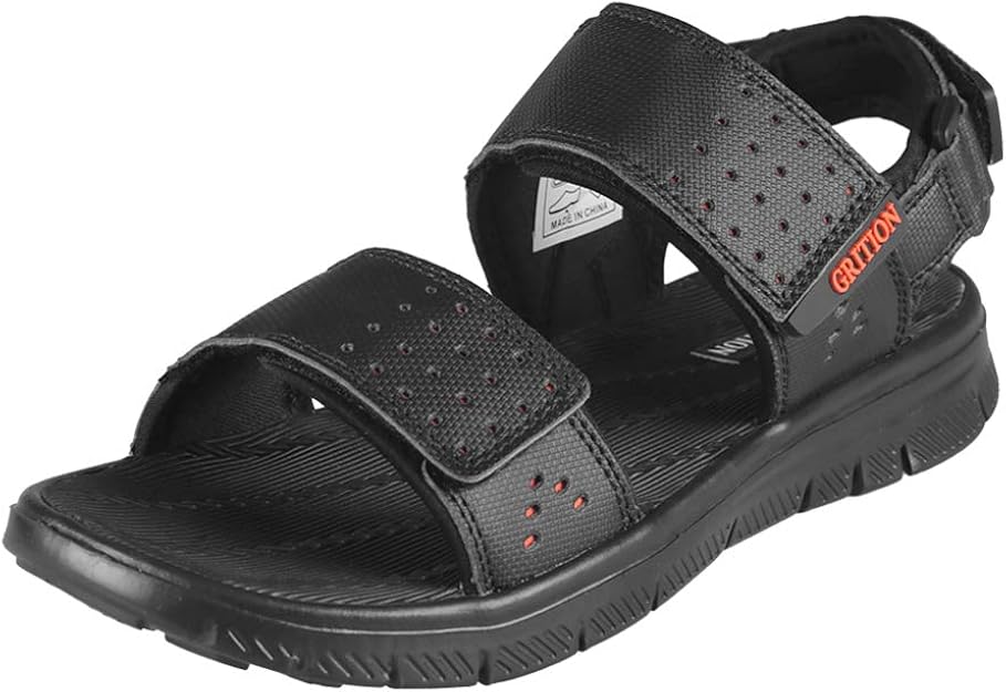 Amazon.com | GRITION Mens Walking Sandals Open Toe Adjustable Hook and Loop Water Sandless PU 