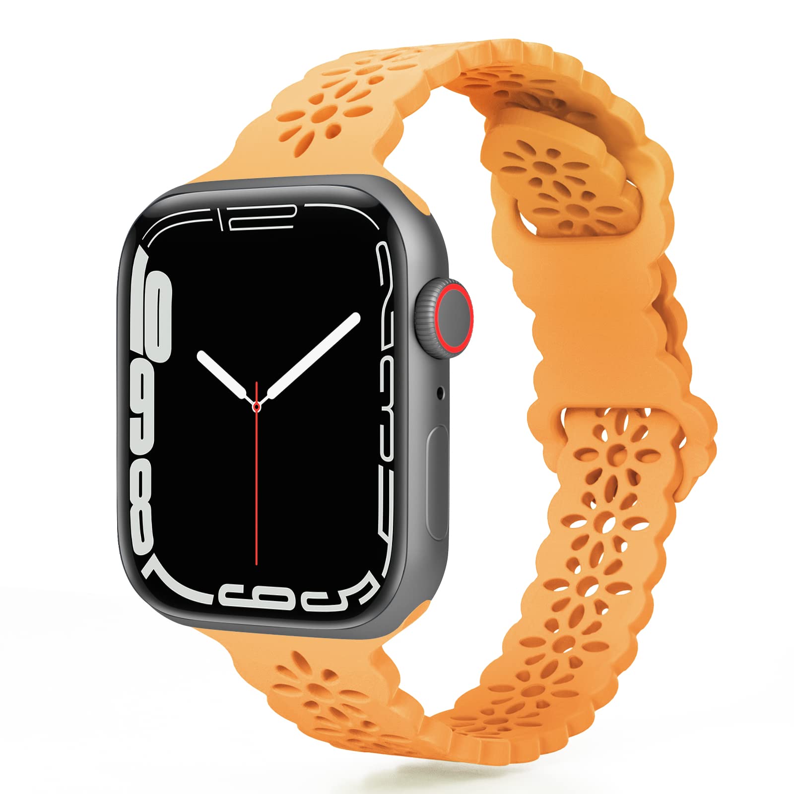 TopPerfekt Lace Silicone Straps Compatible with Apple Watch Straps42/44/45/49mm, Women Slim and Breathable Sports Wristband with Classic Clasp for iWatch Series Ultra SE 8 7 6 5 4 3 2 1