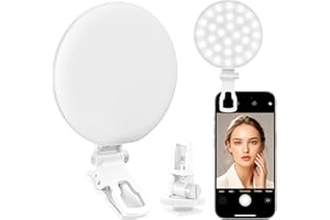 Anautin 60 LED Ring Light, Rechargeable Selfie Light with Front & Back Clip, 2500-6500K Portable Phone Light, Adjustable 3 Light Modes for iPhone, iPad, Tablet, Laptop, CRI97+, 90 Grams (White)