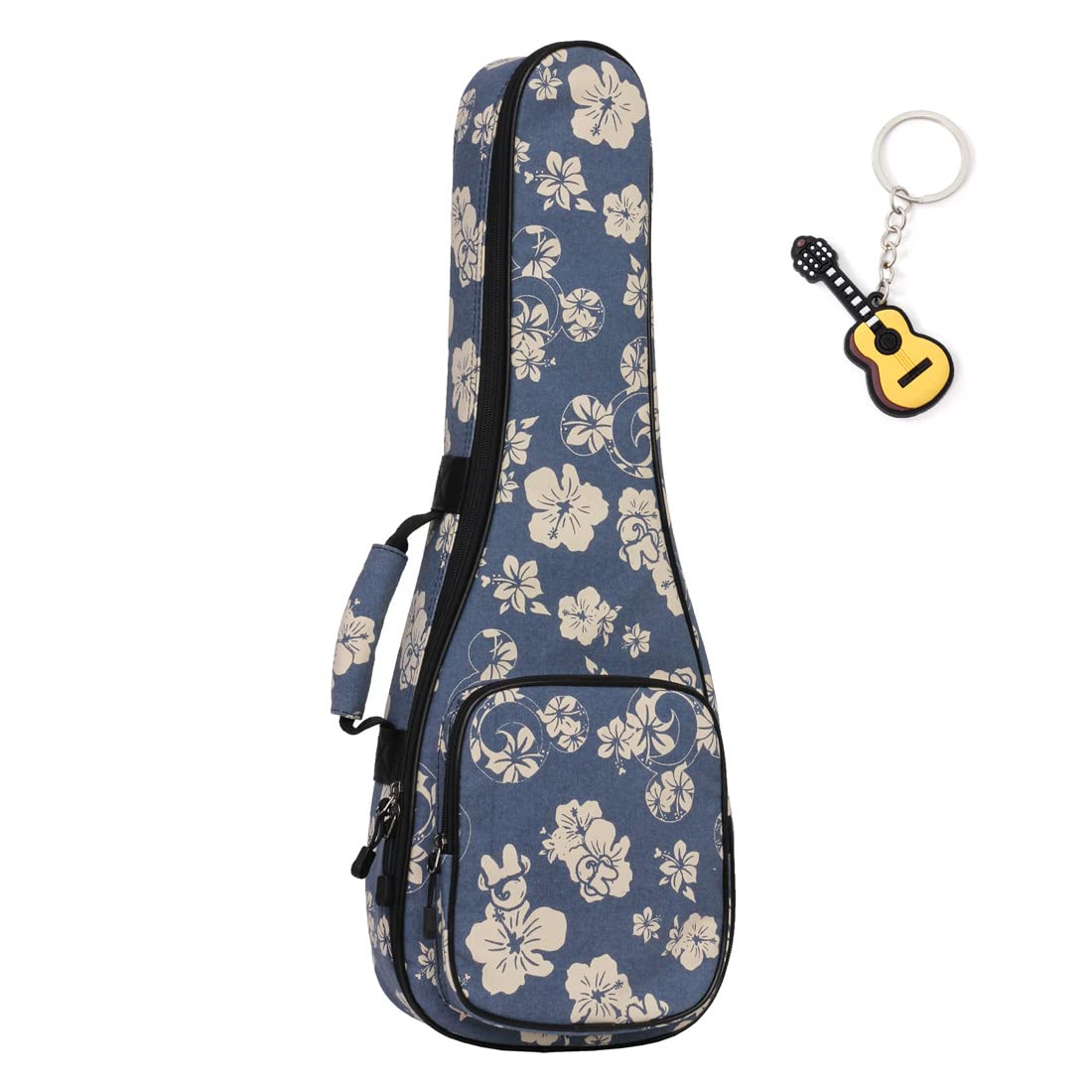 Longteam Linen Simple Ukulele Case 10mm Sponge Portable Waterproof Ukuleles bag Cover Uke gig bag with Accessory Storage Pocket (21 In Soprano, Cherry Blossom)