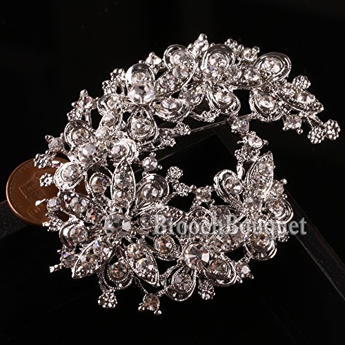 1pc flower Rhinestone Crystal Wedding Bridal Bouquet Flower Pearls Brooch Pin