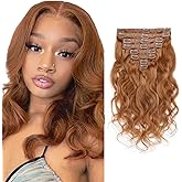 Color #30 Clip in Extensions Human Hair 12 Inch Light Brown Body Wave Clip in Seamless Extensions Human Hair Skin Weft Seamless Invisible Unprocessed Brazilian Virgin Remy Hair 120g