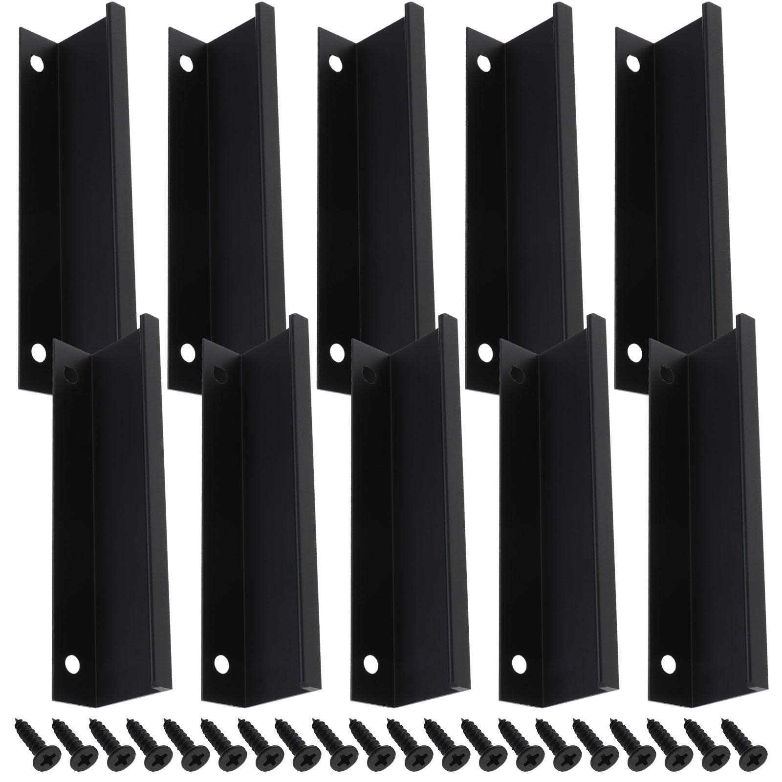 Create idea 10PCS 120mm Back Mount Finger Edge Pull Hidden Aluminum Pull Handles with Screws for Home Kitchen Door Drawer Cabinet 96mm Hole Spacing Black