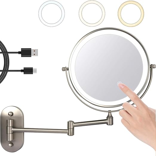 ZEPHBRA Espejo Maquillaje con Luz LED Aumento 1X/5X Espejo Cosmético