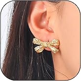 Gold Bow Earrings for Women Bow Statement Earrings Hypoallergenic Silver Studs Earrings Dainty Bow Jewelry Gifts for Her