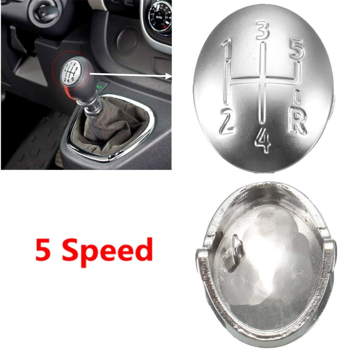 5 Speed Gear Shift Knob Cap Cover For Renault Clio Megane Scenic Twingo Chrome