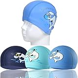 RETON Waterproof Kids Swimming Cap Breathable Ear Wrap Protection Children Swim Hat with PU Coating Cartoon Pattern