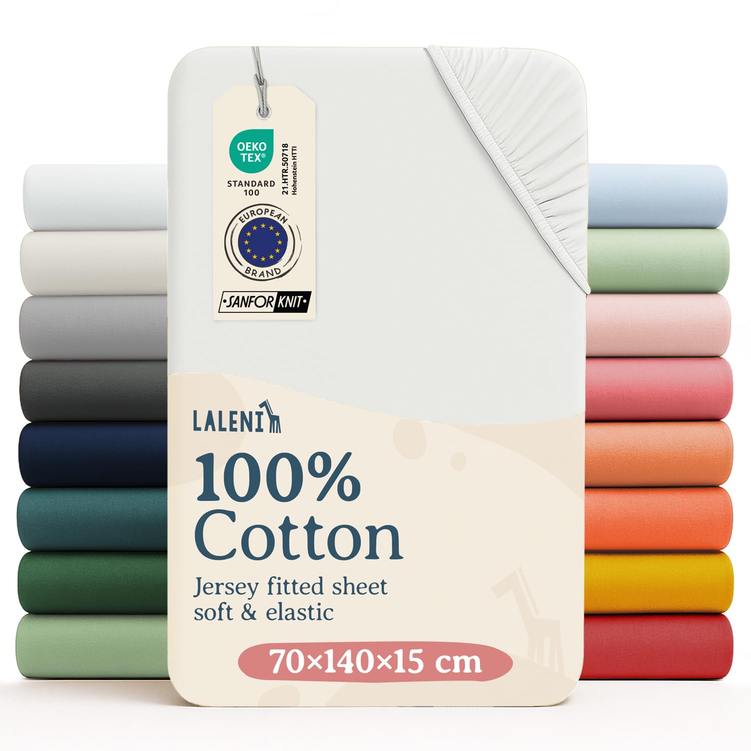 Laleni Cot Bed Sheets 140 x 70 cm, Oeko-Tex Certified Soft 135 g/m² Cotton Travel Cot Sheets, Ivory