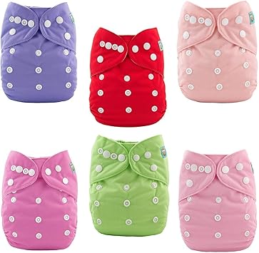 Alva Baby Lot De 6 Couches Lavables Et Reutilisables En Tissu Avec 12 Inserts Amazon Ca Bebes