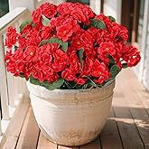 6 Bundles Artificial Geranium Flowers for Outdoor Faux Silk Flower for Indoor Outside Realistic UV Resistant Fake Plants for Christmas Garden Porch Window Yard Wedding Table Centerpiece Decor, Red