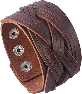 GelConnieGelConnie Punk Leather Cuff Bracelet Adjustable Straps Wrap Bracelets Arm Armor Cuff Gothic Leather Wristbands for Men, Women
