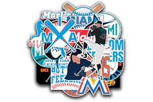 BESSER ASSOCIATES 22 PCS Miami Stickers Vinyl Marlins Stickers Pack Baseball Stickers for Water Bottle, Laptop, Bicycle, Computer, Motorcycle, Car Sticker 2-2.5 inches