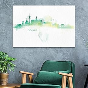 Canvas Wall Art - Impressionism Watercolor Style City Landscape of Vienna - Giclee Print Gallery Wrap Modern Home Art Ready to Hang - 12x18 inches