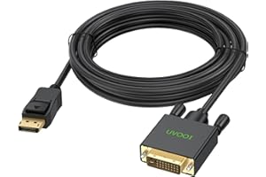 UVOOI DisplayPort to DVI Cable 15 Feet, DP to DVI-D Male to Male Adapter Cable Compatible with Display, PC, Laptop, HDTV, Projector, Monitor, More - Gold-Plated