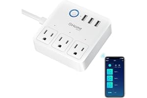GHome Smart Plug Power Strip, WiFi Surge Protector Work with Alexa Google Home, Smart Outlets with 3 USB 3 Charging Port, Multi-Plug Extender for Home Office Cruise Travel and Christmas Light, 10A