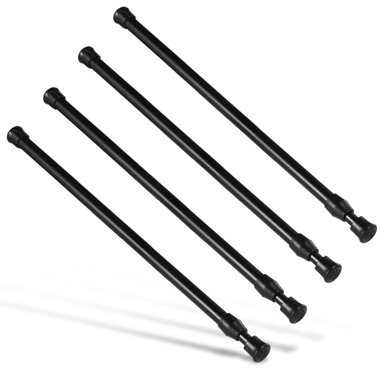 4Pcs Tension Rod, Goowin Tension Rods for Windows, No Drilling Rustproof Spring Adjustable Tension Curtain Rod for Doors, Windows, Wardrobe Bars, Drying Support Rods (Black, 40-70 cm-4 Pcs)