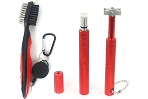 VIPMOON 3pcs Golf Club Cleaning Tool, Retractable Golf Club Brush and 2 Club Groove Cleaner for U & V-Grooves, Golf Club Cleaner Brush with Retractable Zip-line and Aluminum Carabiner
