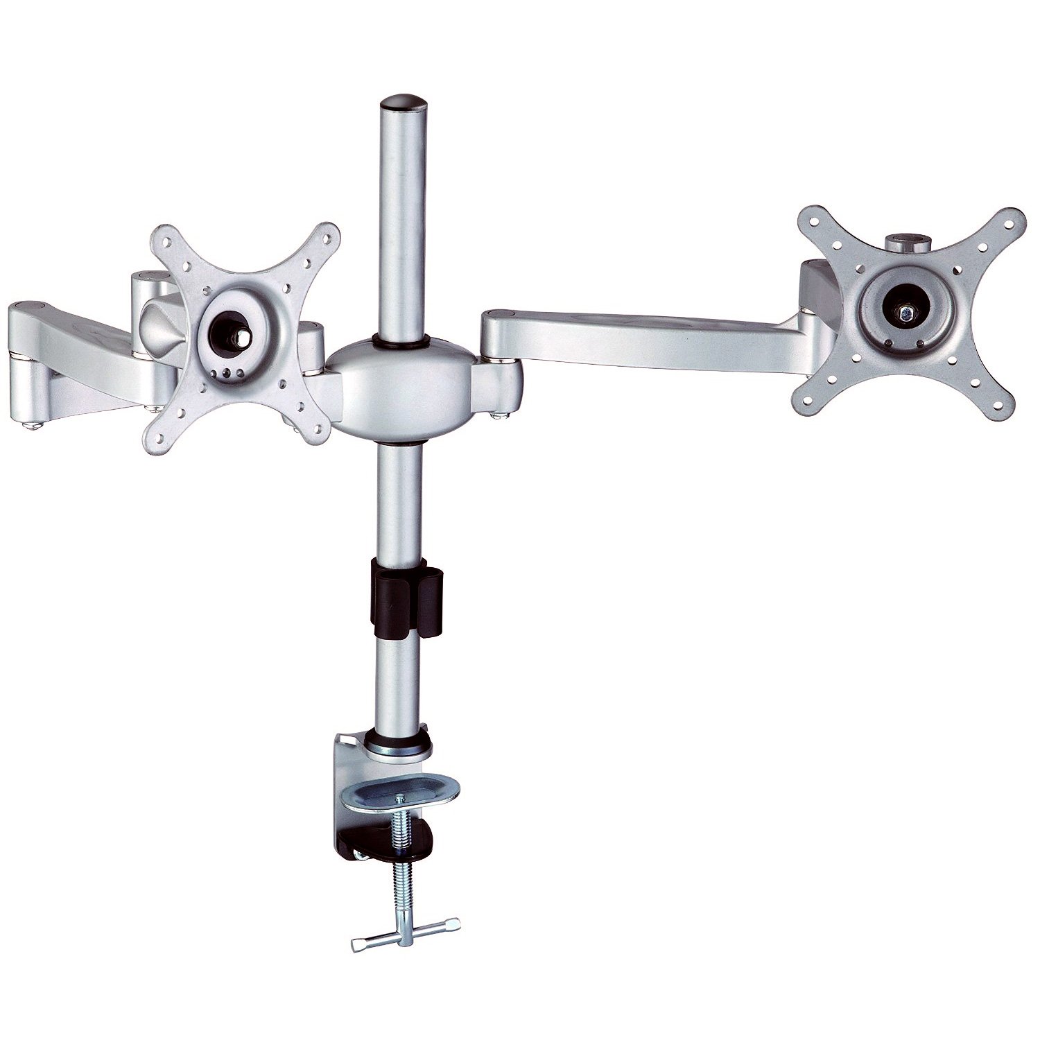 Allcam MDM05 Dual Monitor Arm Stand w/Desk Mount Clamp & Grommet for two 17"-27" Screens in Silver