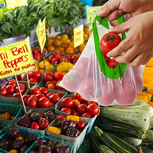 12 Pcs Reusable Mesh Produce Bags, Washable and Heavy Duty Resuable Shopping Bag, Mesh