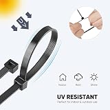 SECALIFE 200x Black Cable Ties 100mm x 2.5mm 4 Inch Nylon Zip Tie Wraps view 2