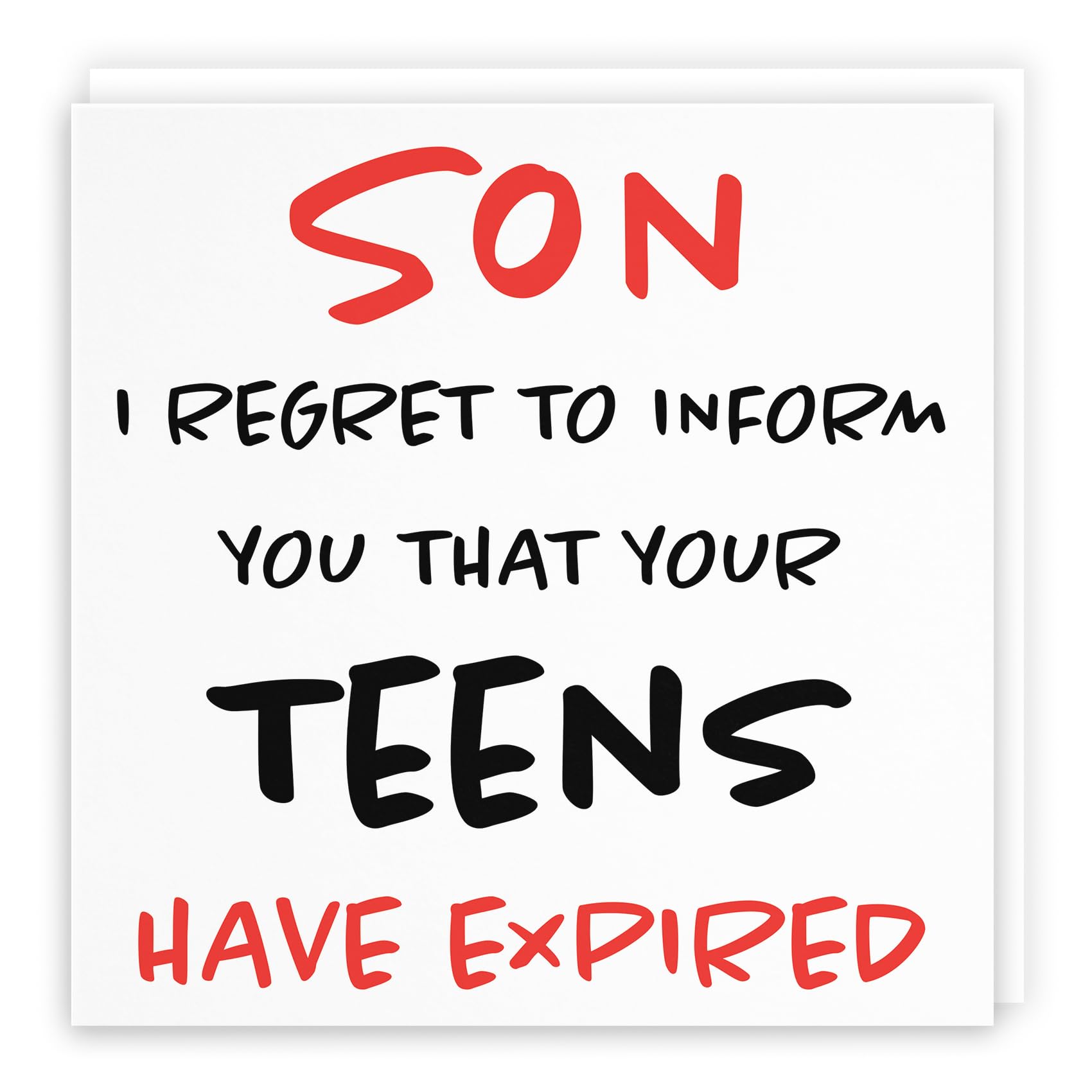 Hunts England - Son 20th Funny Birthday Card - Son - I Regret To Inform You That Your Teens Have Expired - Retro Collection