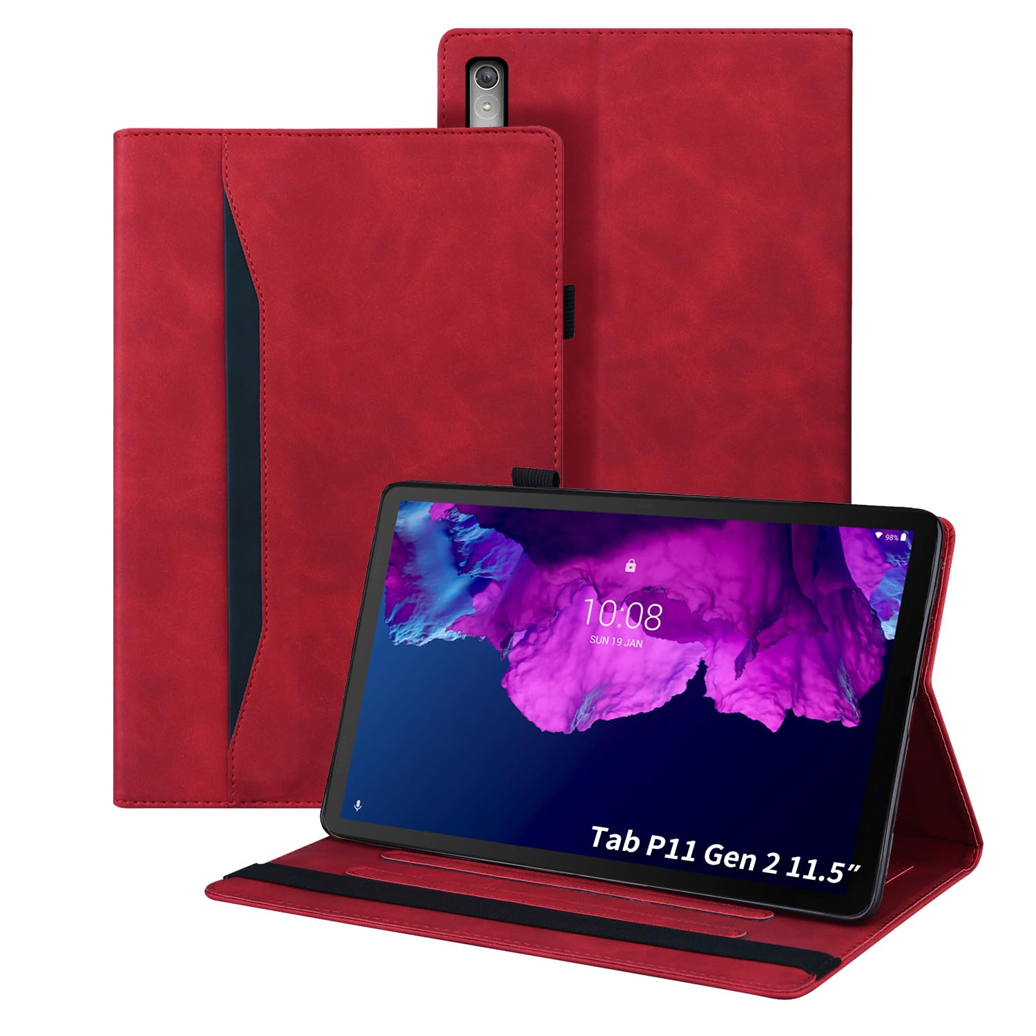 Auslbin Case for Lenovo Tab P11 (2nd Gen) 11.5 Inch TB350FU/TB350XU 2022 PU Leather Cover with Stand Function Tablet Protective Case for Lenovo Tab P11 (2nd Gen) - Red — image 1