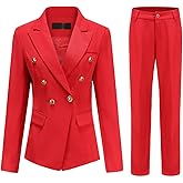 YUNCLOS Women's 2 Pieces Vintage Office Lady Suit Set 1 Button Blazer and Suit Pants