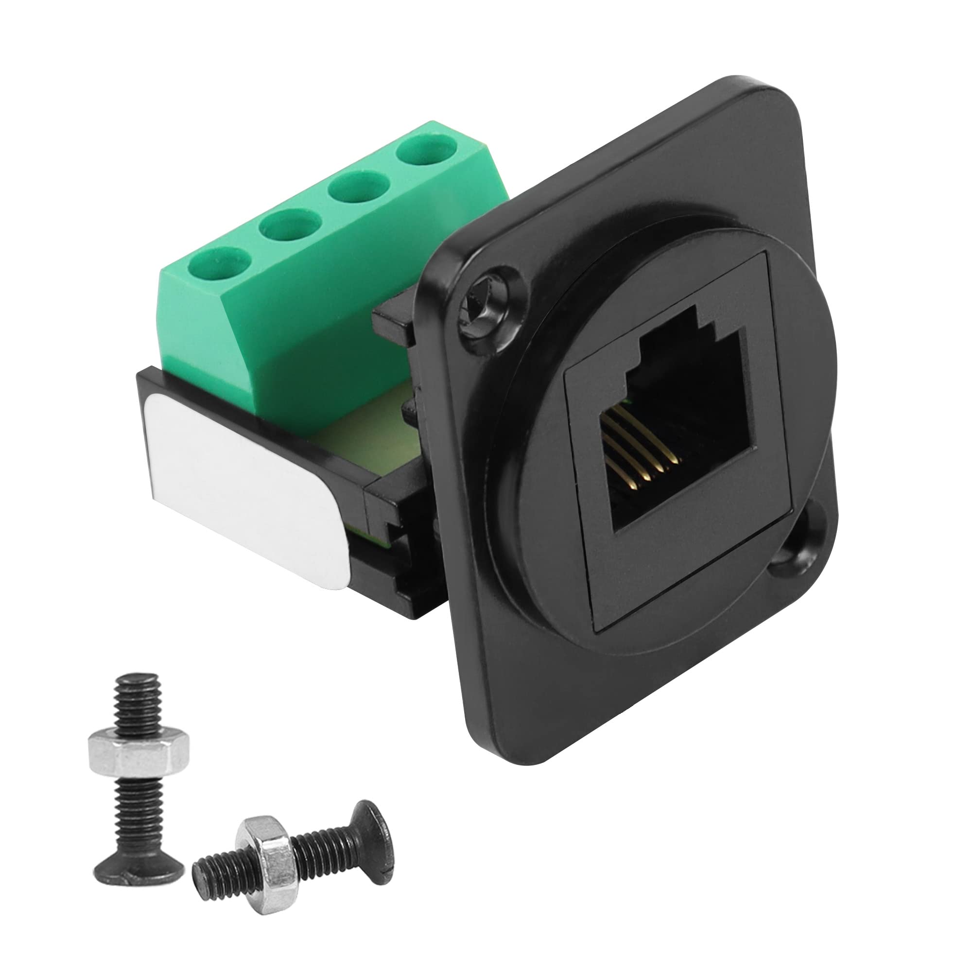 QIANRENON RJ11 Panel Mount Telephone Adapter CAT3 RJ11 6P4C Female to Screw Terminal Solderless Connector, Extension of RJ11 telephone line port，For telephone network system Modem