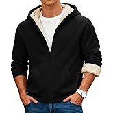 CUKOLSXA Men's Heavyweight Sherpa Lined Zip Up Hoodies Jackets Warm Fleece Winter Pullover Outerwear Sweatshirts