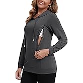 GINKANA Women Nursing Shirts for Breastfeeding with Hidden Zipper Long Sleeve Hoodie Causal Sweatshirt Breast Pumping Tops