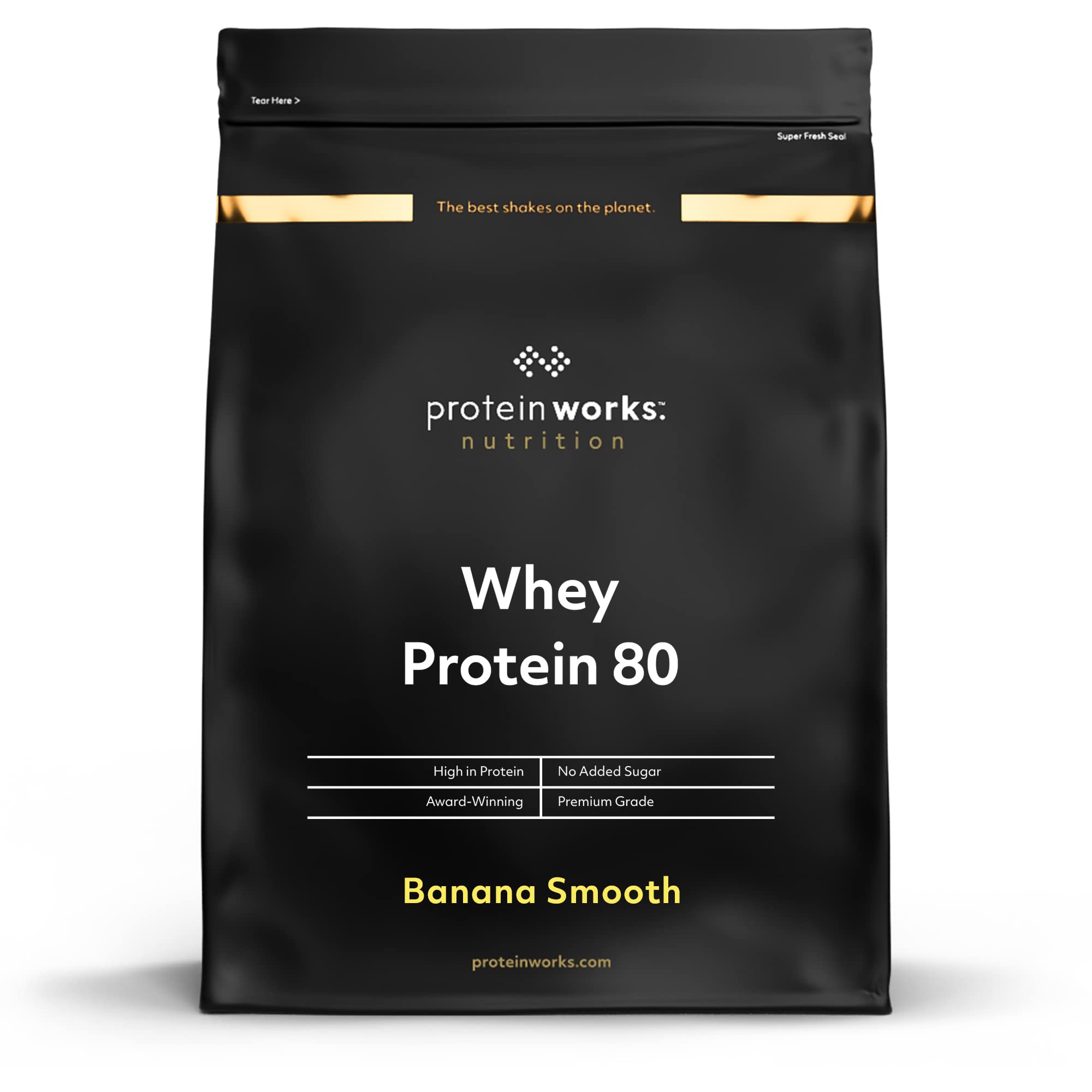 Protein Works - Whey Protein 80 (Concentrate), Low Calorie Protein Shake, Whey Protein Shake, 66 Shakes, Banana Smooth, 2kg