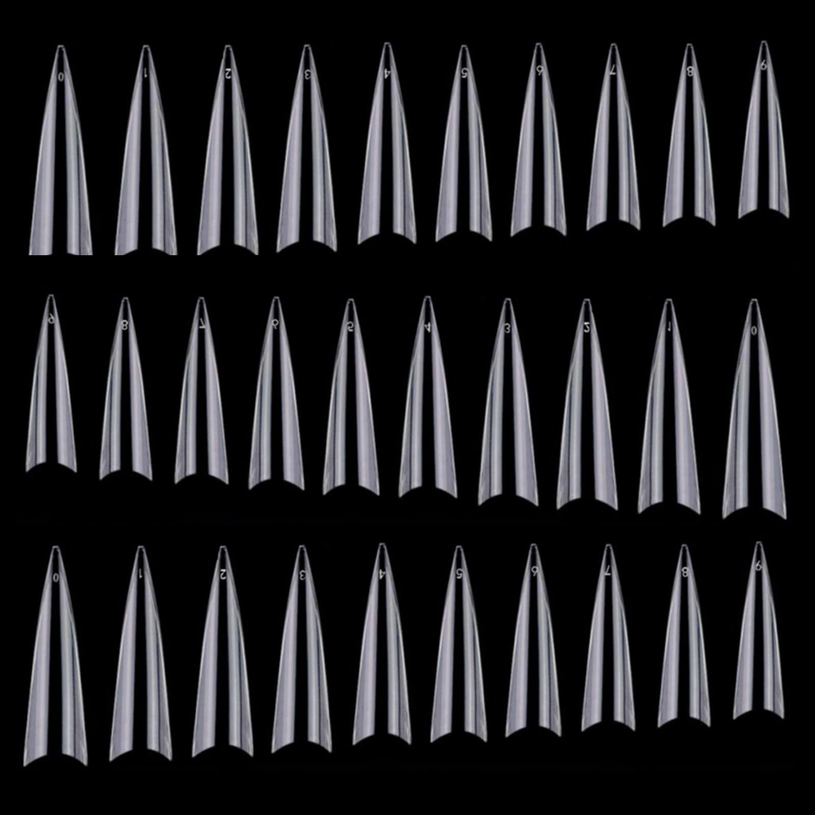 Photo 1 of 1200 Pieces Stiletto Nail Tips Clear Long Fakes Nails Half Cover False Nail Tips for Acrylic Nails