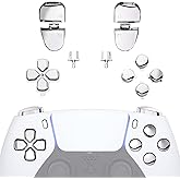 eXtremeRate Replacement D-pad R1 L1 R2 L2 Triggers Share Options Face Buttons, Chrome Silver Full Set Buttons Compatible with ps5 Controller BDM-030 BDM-040 BDM-050 BDM-060 - Controller NOT Included