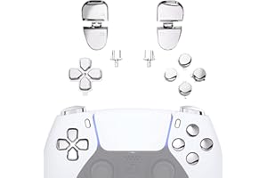 eXtremeRate Replacement D-pad R1 L1 R2 L2 Triggers Share Options Face Buttons, Chrome Silver Full Set Buttons Compatible with ps5 Controller BDM-030 BDM-040 BDM-050 - Controller NOT Included