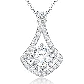 Moissanite Necklace Pendant Gift for Women, 925 Sterling Silver 18K White Gold Vermeil Hypoallergenic 1.0-4.0CT Moissanite Valentines Pendant for Her, Anniversary Day, Birthday, Wedding - to My Wife, Mom