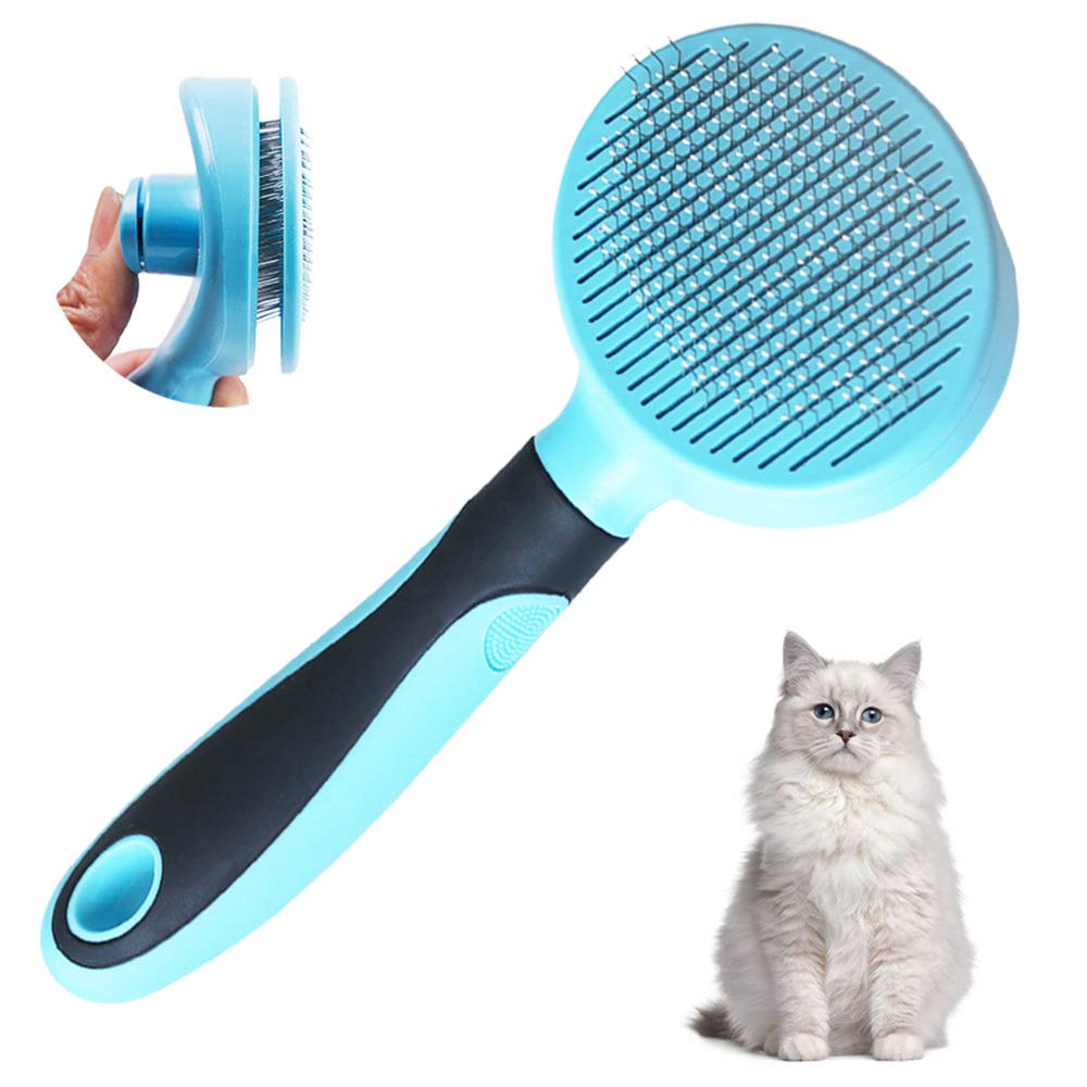 Cat Brush, Soft Dog Grooming Tool Brush for Dogs and Cats, Removes Loose Undercoat, Mats Tangled Hair Slicker Brush for Pet Massage-Self Cleaning: Beauty