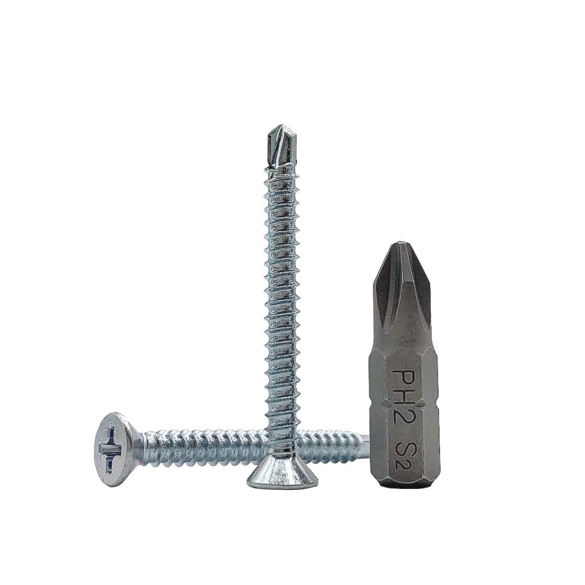 (Pack of 100 pcs) DIN 7504 P Zinc Plated Steel 3.9 x 38 mm Screws, Self-Drilling Sheet Metal Screw, (PH) Phillips Countersunk Head, Self Tapping (100, 3.9 x 38 mm)