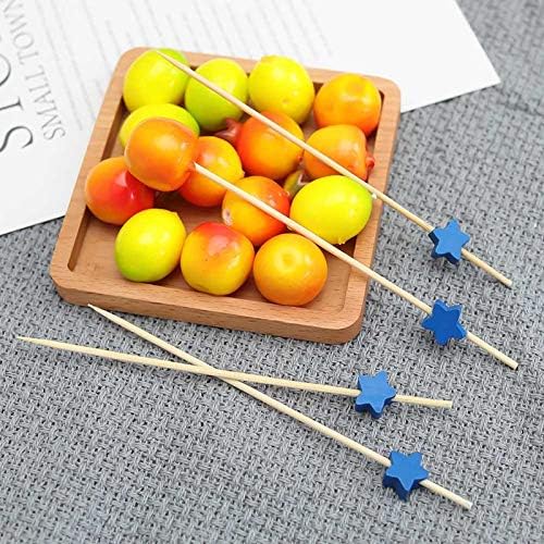 AILEXI Cocktail Sticks 100 Counts Wooden Toothpicks Party Supplies Frill Finger Food Fruits Sandwich Nibbles - Blue Stars - Image 4