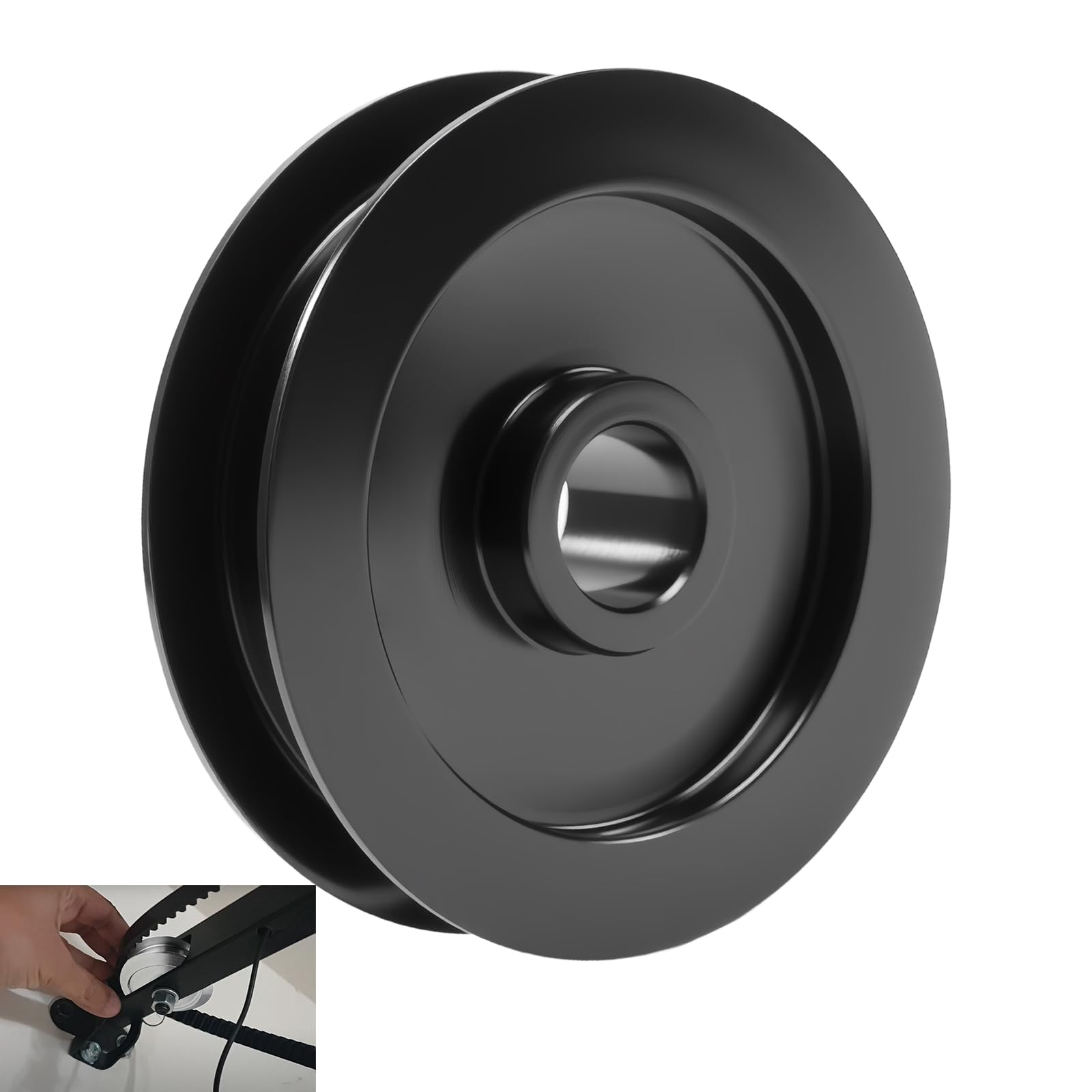 Photo 1 of 1 Pc 144C54 Metal Idler Pulley, K144C0054M Belt Drive Square Rail, For Garage Door Openers, Fits All LiftMaster Chamberlain Craftsman Belt Drive Square Rail Garage Door, 1/2 inch I.D., 2-1/2 inch O.D.