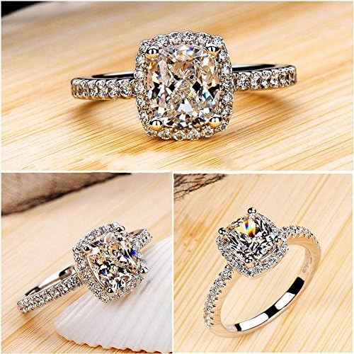 Nattypat Gorgeous 925 Silver Princess Cut White Sapphire Wedding Band Ring Women Jewelry (8)