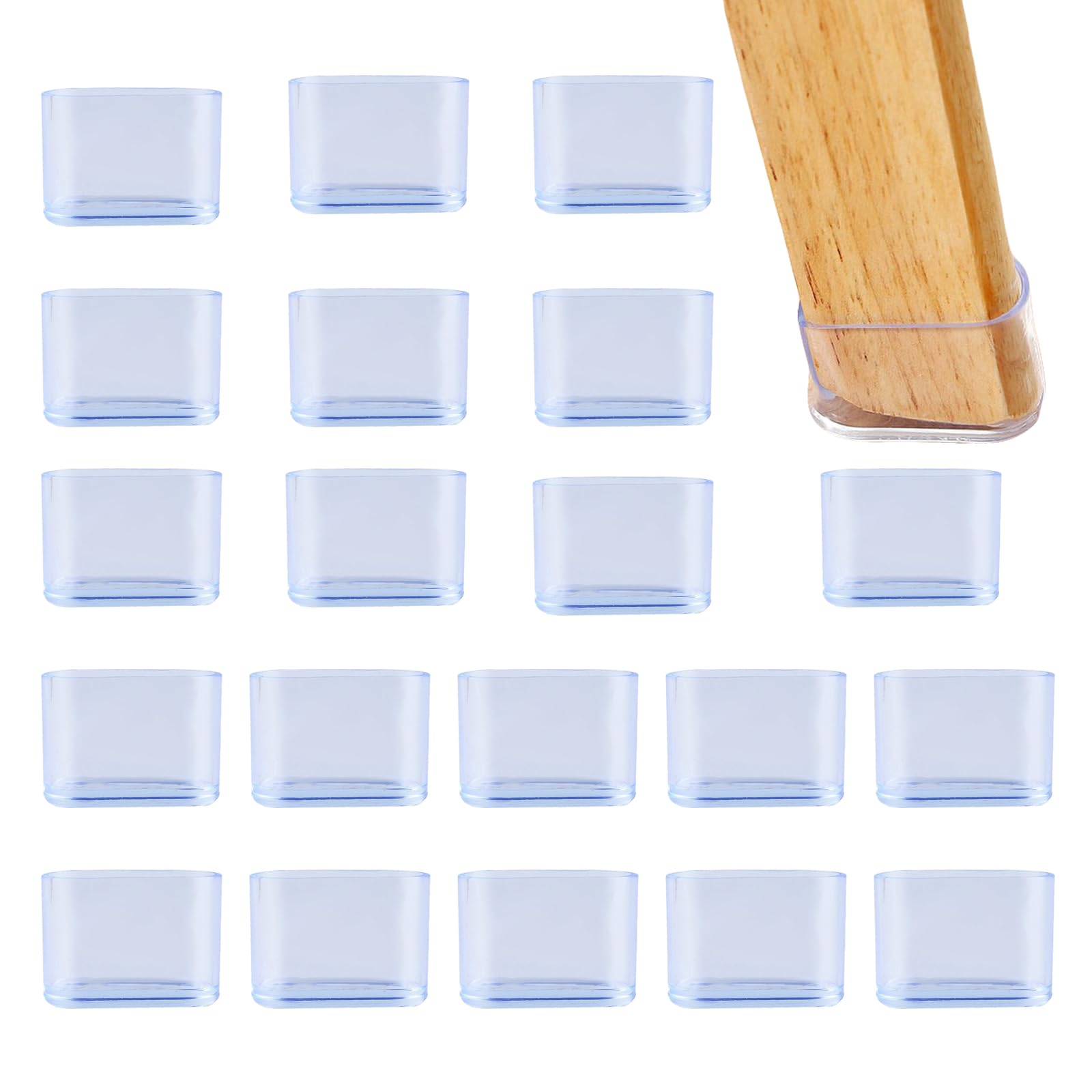 WUDQIJI Protective Caps for Chair Legs, Pack of 20, 40 x 20 mm, Chair Leg Covers, Chair Leg Protection, Plastic Oval Tubes Caps, Floor Protection, Foot Caps, Chair Protective Caps for Pipes, Chairs,