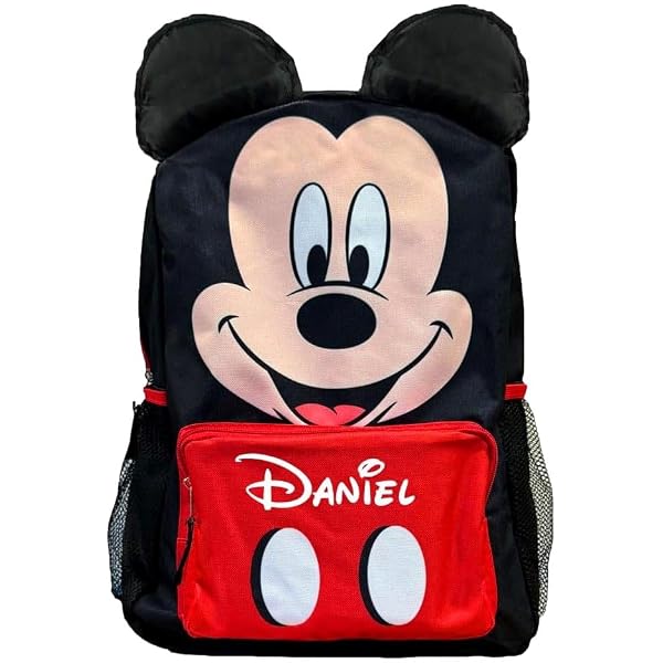 Personalized 16 Inch Minnie Mouse Backpack - Custom Name School Bag For Kids, Polyester With Side Pockets