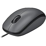 Logitech M100 Wired USB Mouse, 3-Buttons, 1000 DPI Optical Tracking, Ambidextrous PC / Mac / Laptop - Dark / Black