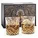Elegant Whiskey Glass Set of 2 in a Spectacular Gift Box by Regal Trunk & Co. | 10 Oz Old Fashioned Lead Free Whiskey Glasses Set for Whisky Bourbon Scotch or Rum | Perfect Gift | Diamond Cut Design